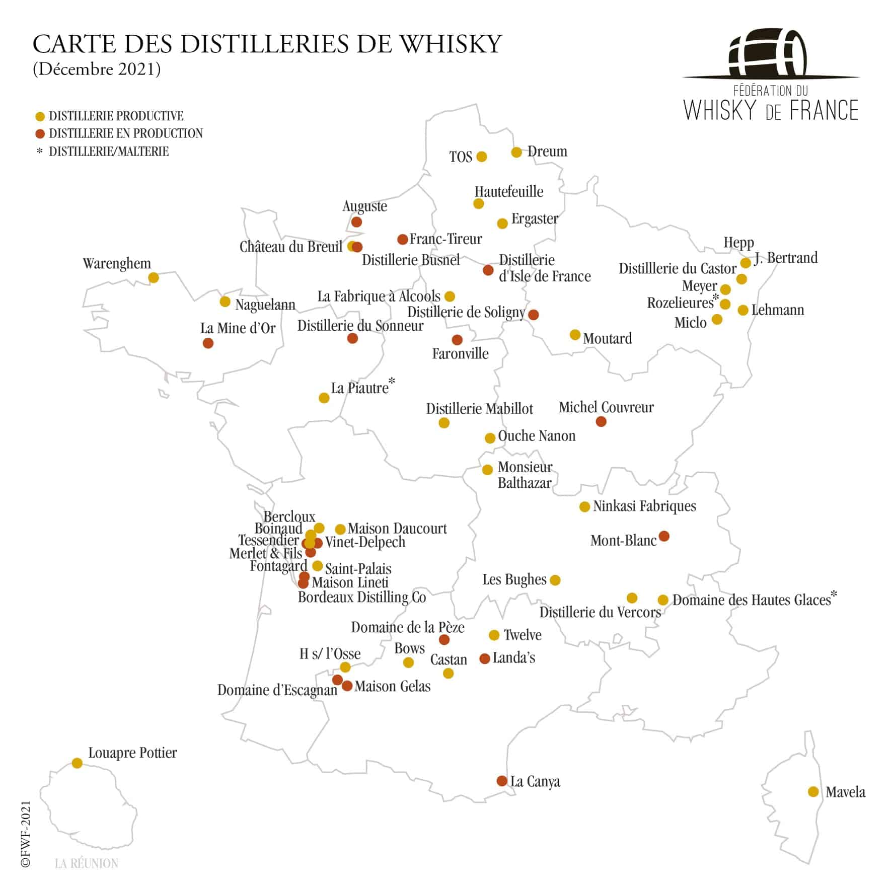 Whisky de France : la carte des distilleries et marques (décembre 2021)
