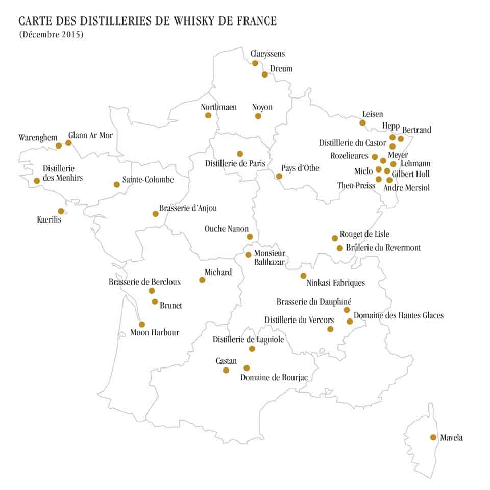 La carte de France des whiskies (Décembre 2015)
