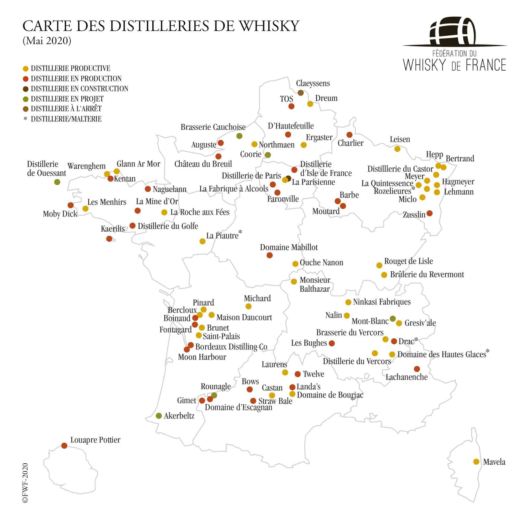 La Carte de France du Whisky (Mai 2020)