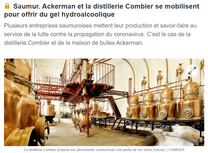 Ackerman et la distillerie Combier se mobilisent pour offrir du gel hydroalcoolique